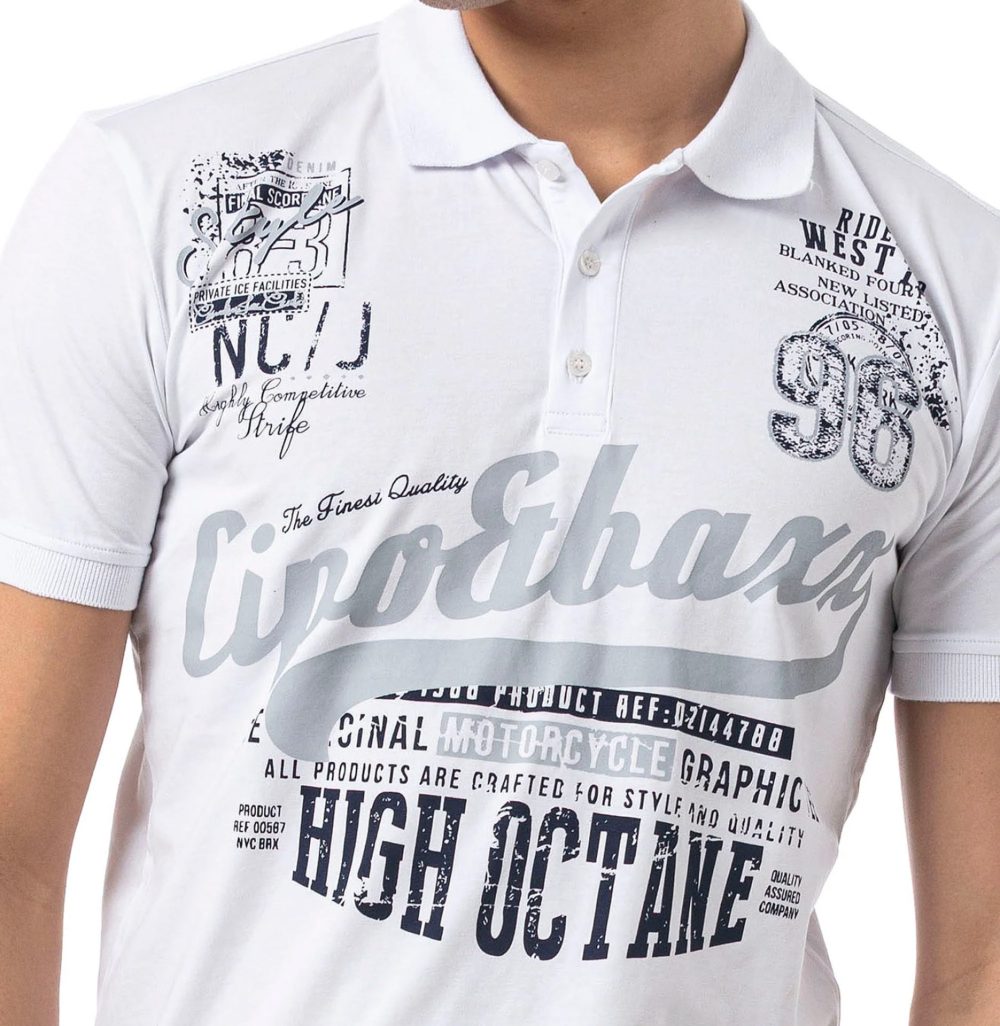 T-shirt Polo Koszulka Cipo Baxx Elastyczna Regular Fit CT794 white - obrazek 4