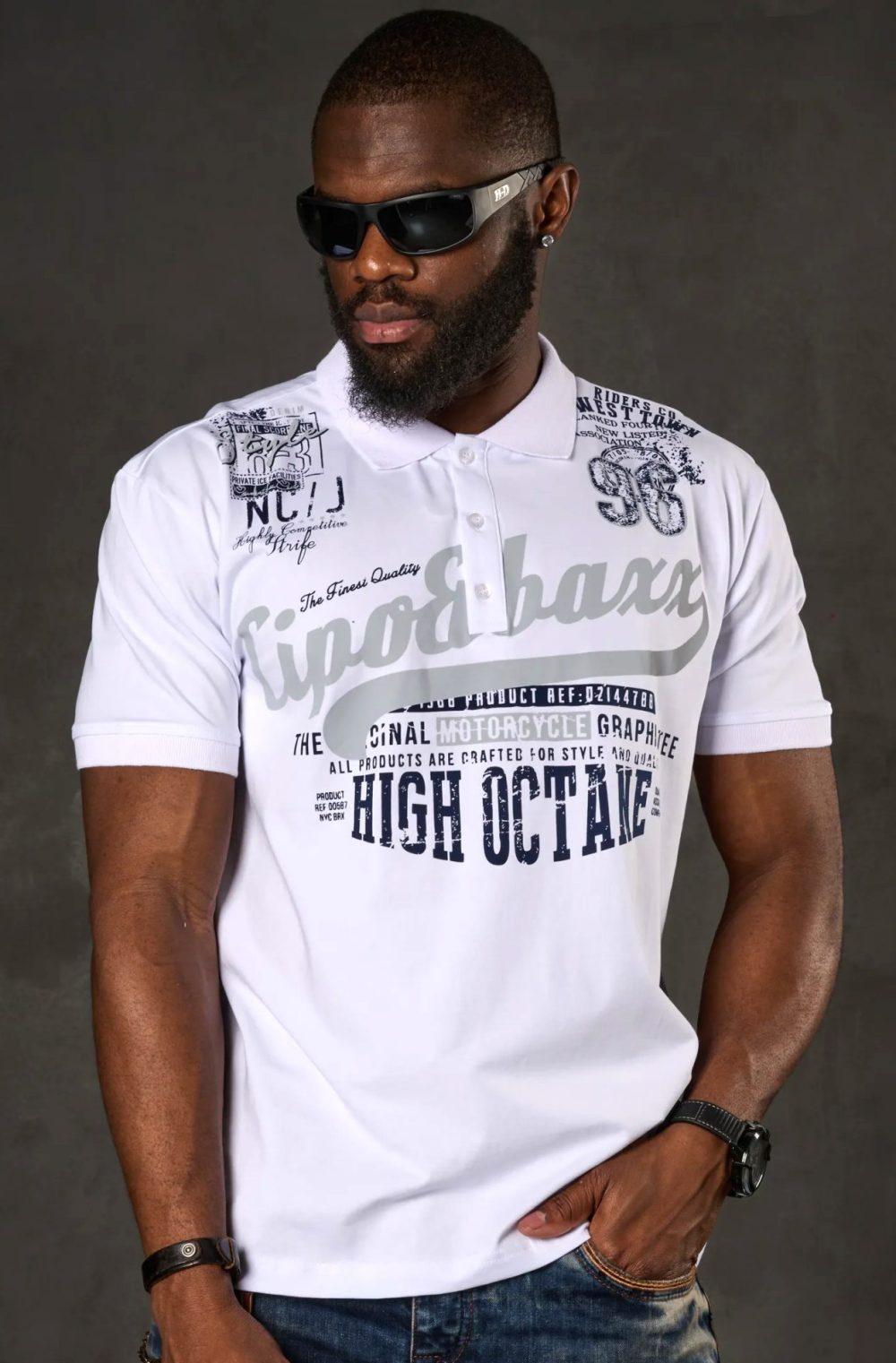 T-shirt Polo Koszulka Cipo Baxx Elastyczna Regular Fit CT794 white - obrazek 5