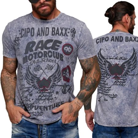 T-shirt Cipo Baxx Męski Mazany Race MotorClub CT800