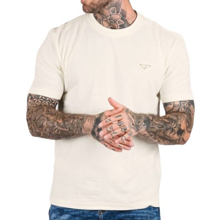 T-shirt Cipo Baxx Koszulka Męska Bawełniana Klasyczna Luźna Regular Bawełna ecru CT823