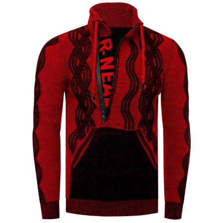 Sweter Męski Gruby Golf Rozpinany Stójka Zamek Elastyczny 13660