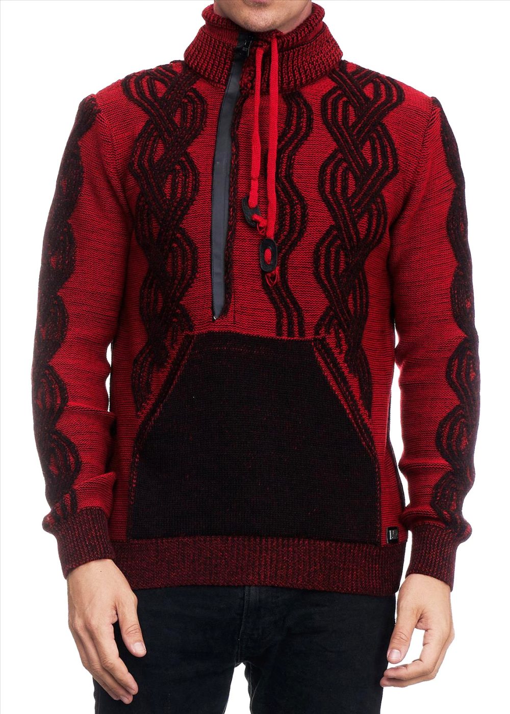 Sweter Męski Gruby Golf Rozpinany Stójka Zamek Elastyczny 13660 - obrazek 3