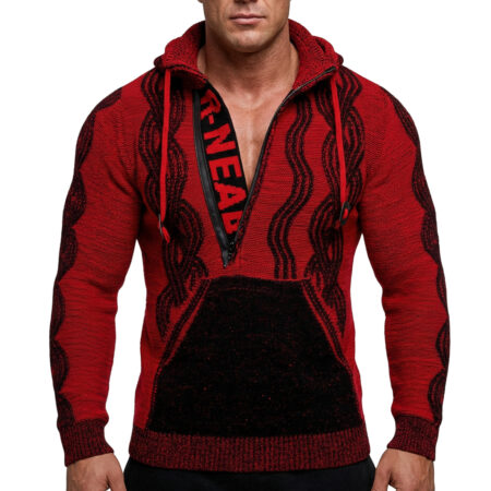 Sweter Męski Gruby Golf Rozpinany Stójka Zamek Elastyczny 13660