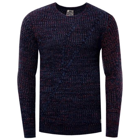 Sweter Męski Gruby Pleciony Elastyczny Regular 13365 Marine