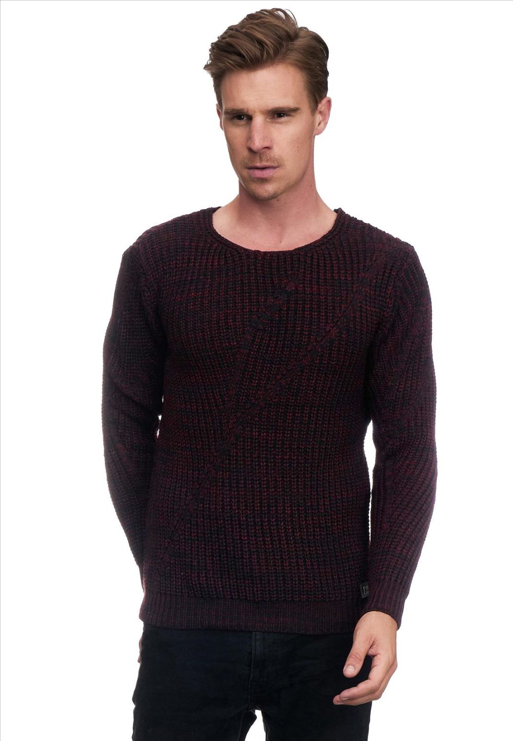 Sweter Męski Gruby Pleciony Elastyczny Regular 13365 Black - obrazek 4
