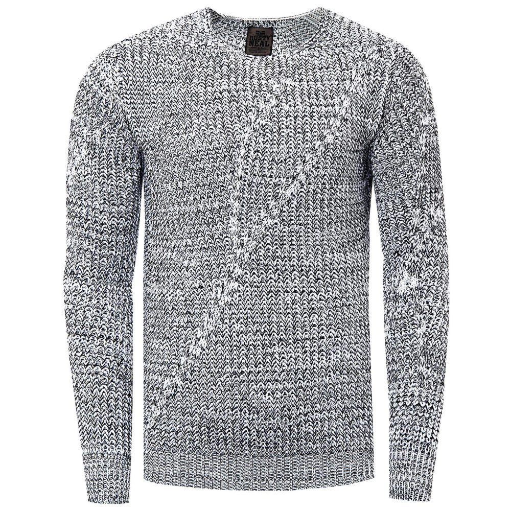 Sweter Męski Gruby Pleciony Elastyczny Regular 13365 White