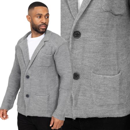 Sweter Męski Rozpinany Kardigan Marynarka Kieszonka Elastyczny Casual Italy Grey