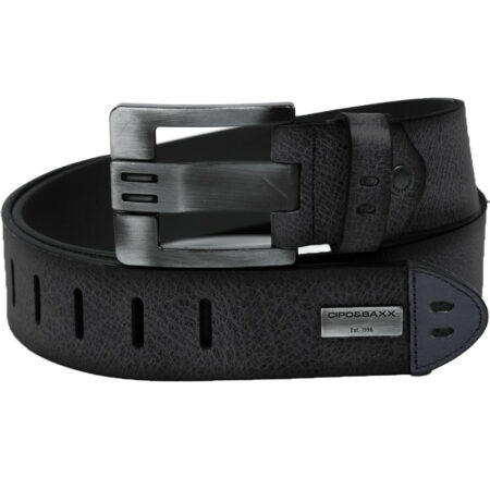 Pasek Męski Cipo Baxx Skóra Naturalna Vintage Metalowa Klamra CG106 black-a