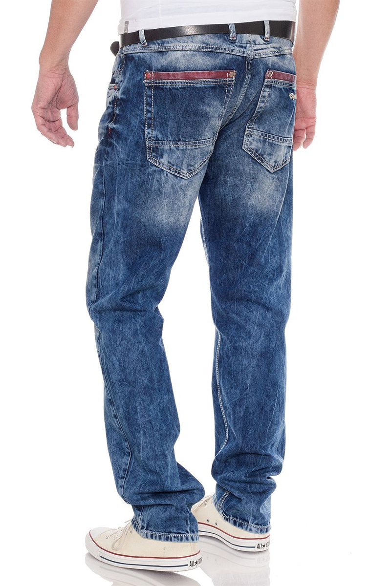 Spodnie Jeansy Cipo Baxx Przecierane Regular cd520 - obrazek 4