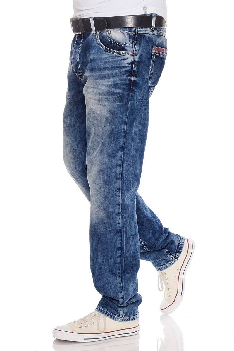 Spodnie Jeansy Cipo Baxx Przecierane Regular cd520 - obrazek 5