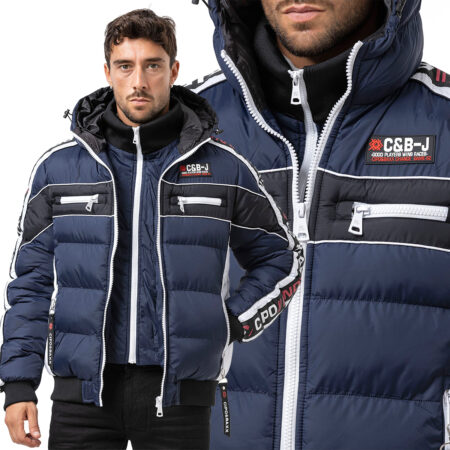 Kurtka Zimowa Puchowa Cipo Baxx z Kapturem Podwójnie Zapinana Stójka cm226 navy