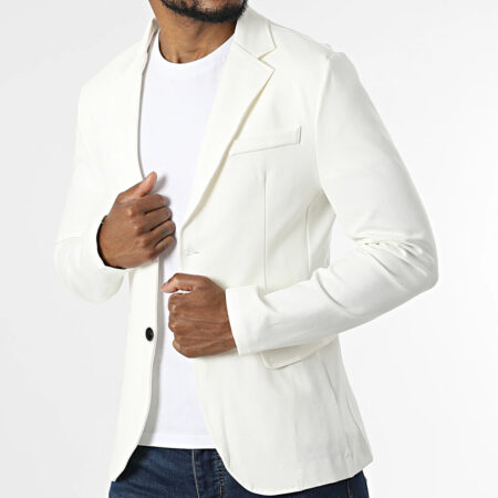 Marynarka Casual FR Paris Dopasowana Slim Elastyczny Materiał 6552 white