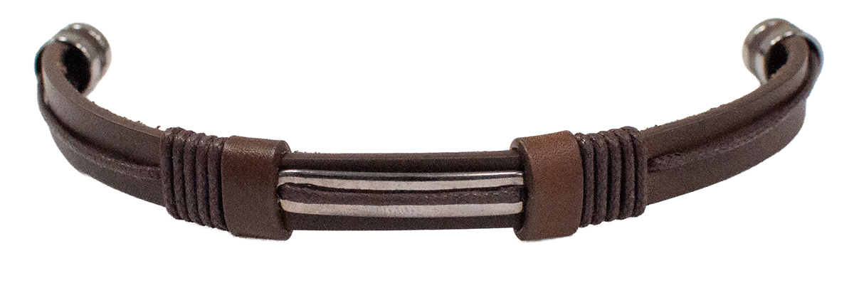 Skórzana Męska Bransoletka Cipo Baxx Brown Zapięcie Magnes CN103 - obrazek 2