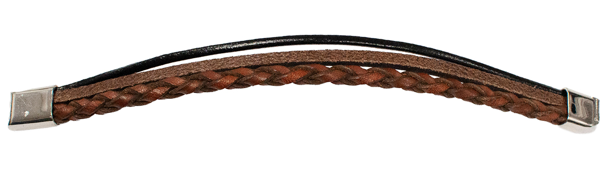 Skórzana Męska Bransoletka Pleciona Cipo Baxx Rzemyk Taba CN105 - obrazek 2