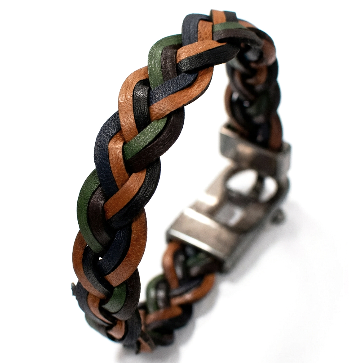 Skórzana Męska Bransoletka Pleciona Cipo Baxx Mix Kolor CN106 - obrazek 3