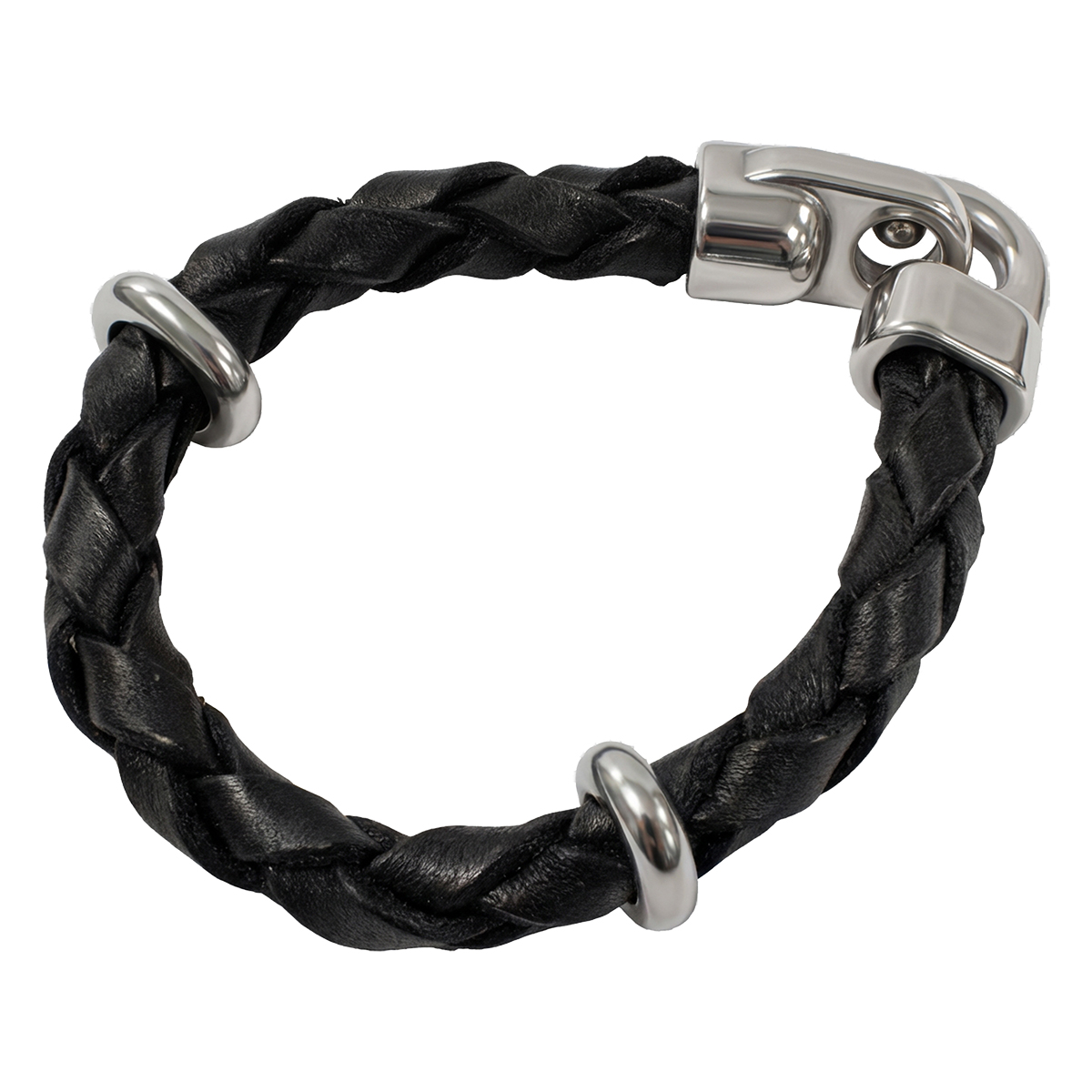 Skórzana Męska Bransoletka Pleciona Cipo Baxx Black CN108 - obrazek 2