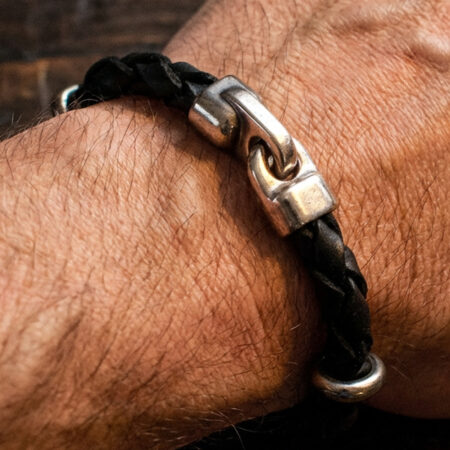 Skórzana Męska Bransoletka Pleciona Cipo Baxx Black CN108