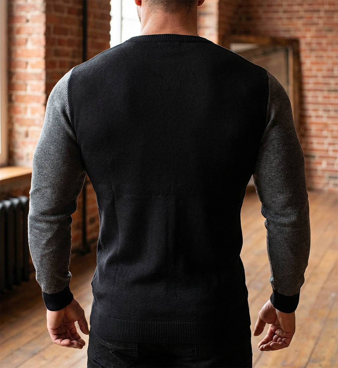 Klasyczny Delikatny Męski Sweter Cipo Baxx Wzór Dzianinowy Regular Bawełna CP263 grey - obrazek 4