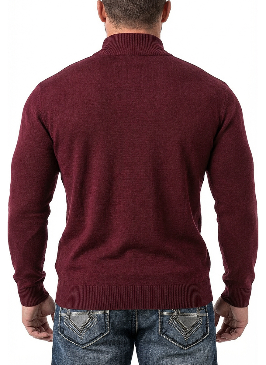Rozpinany Męski Sweter Golf Cipo Baxx Cardigan Casual CP282 Burgundy - obrazek 5