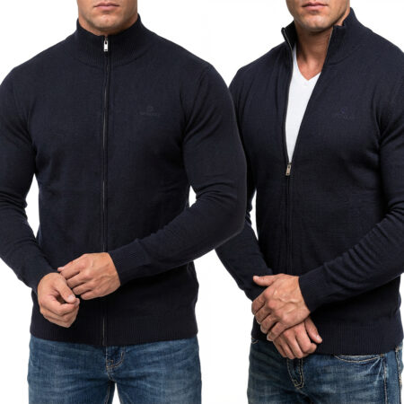Rozpinany Męski Sweter Golf Cipo Baxx Cardigan Casual CP282 Navy