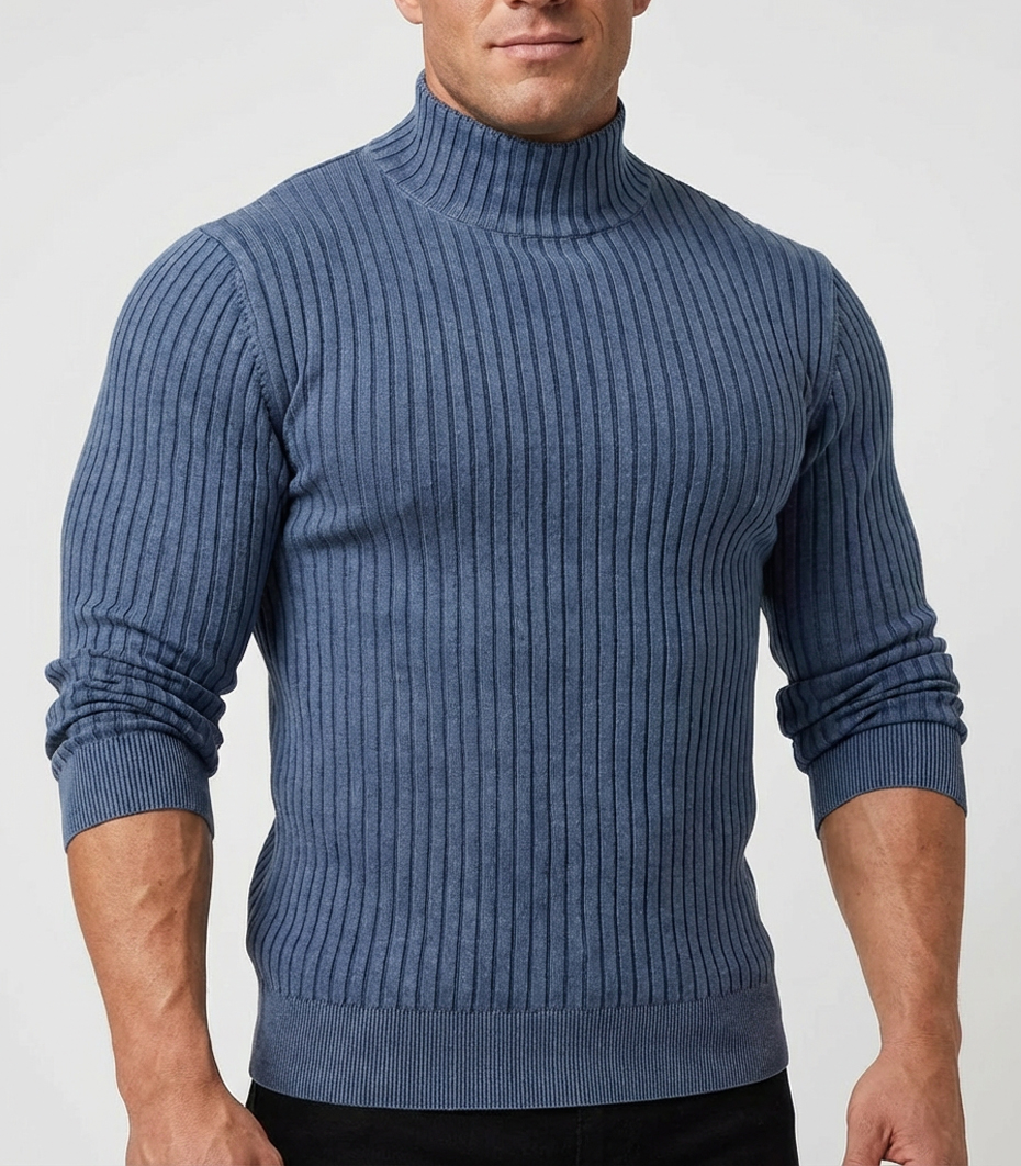 Cipo Baxx Sweter Męski Golf Dopasowany Elegance Casual Elastyczny CP288 - obrazek 3