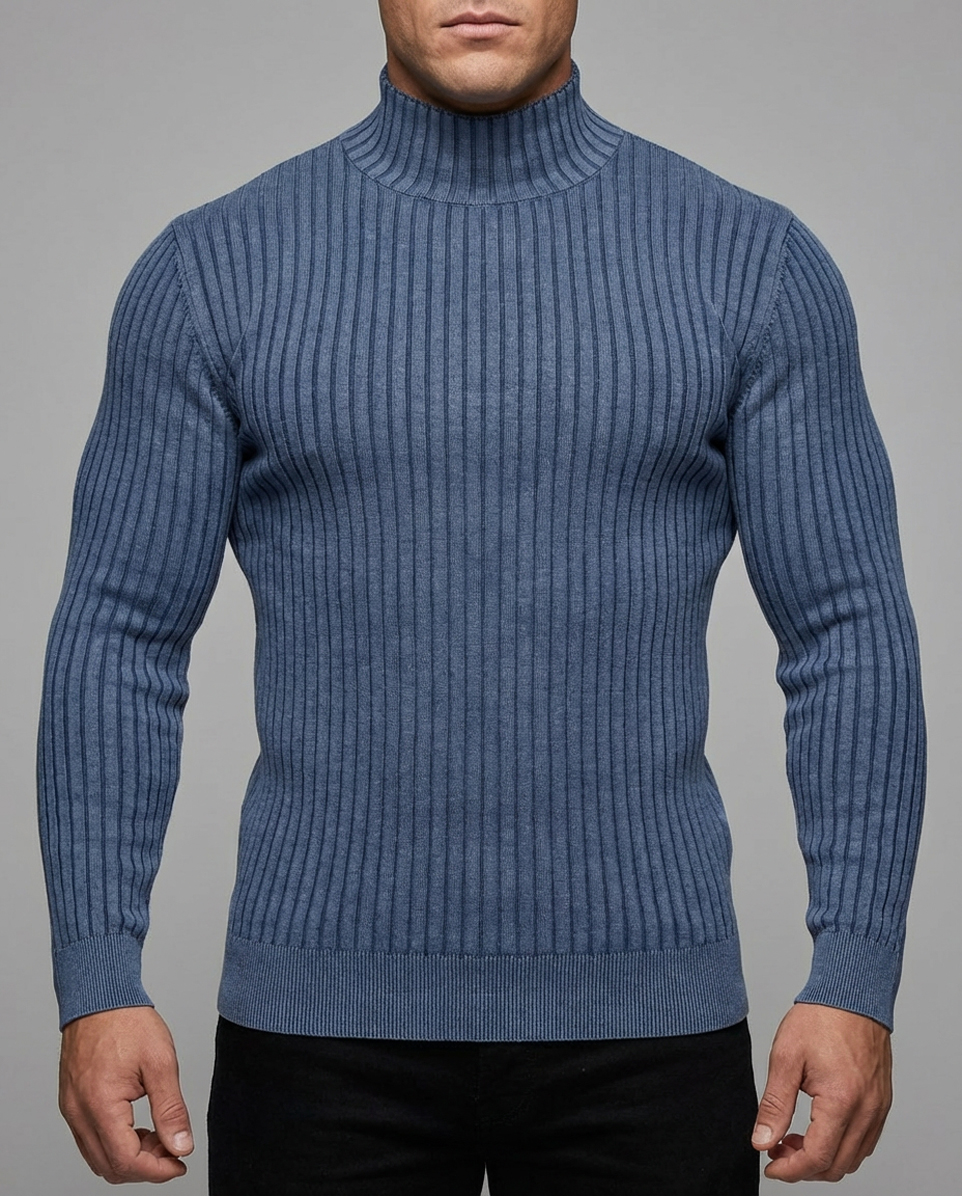 Cipo Baxx Sweter Męski Golf Dopasowany Elegance Casual Elastyczny CP288 - obrazek 4