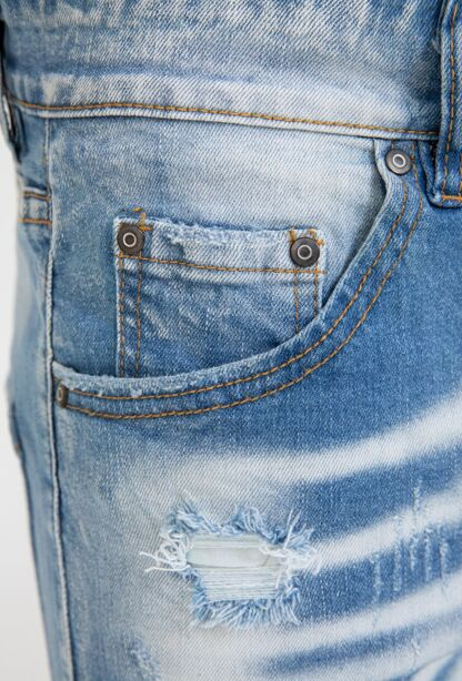 Spodenki Przecierane Poszarpane Vintage Skinny Slim Jasne Zayne Paris 001 - obrazek 6