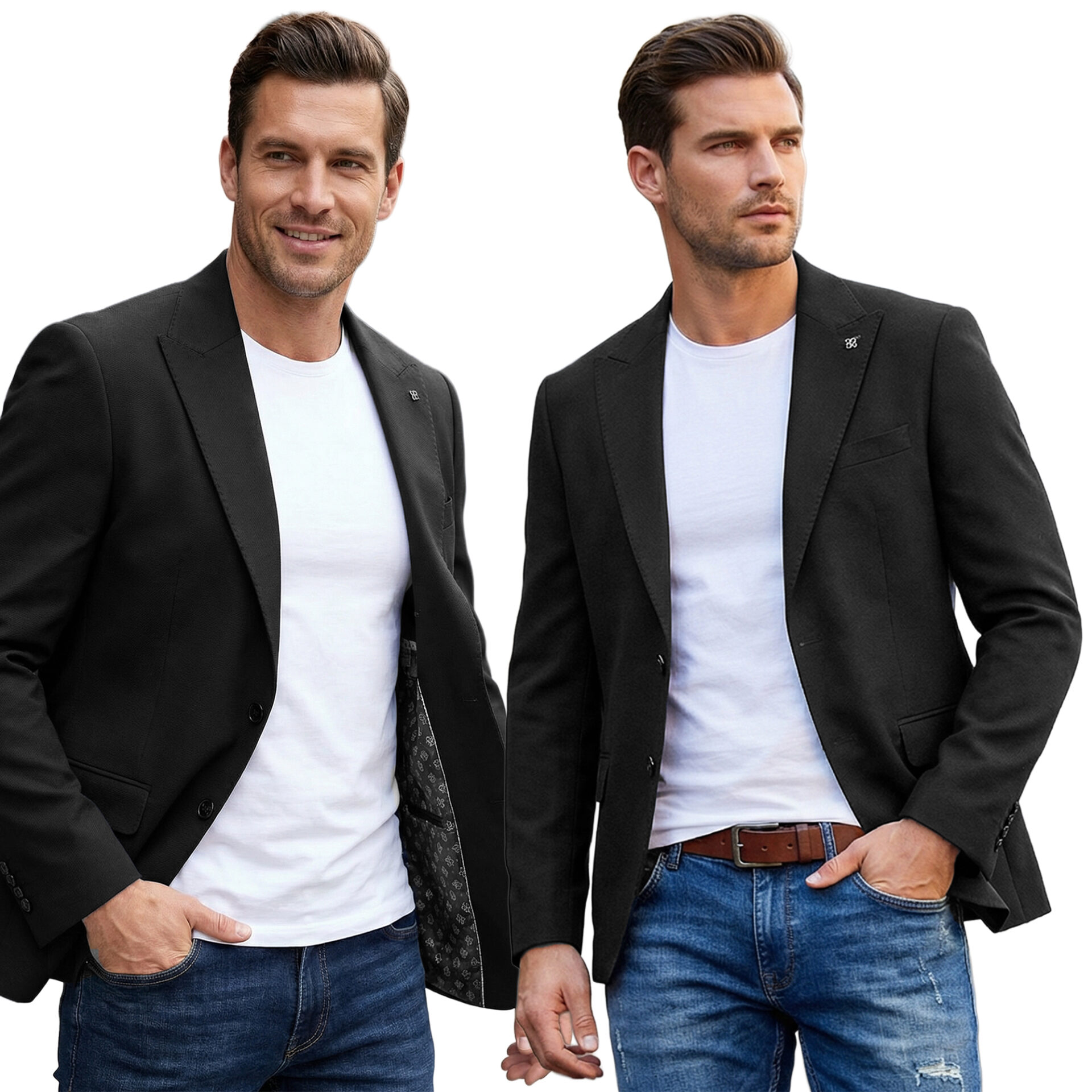Marynarka Męska Biznesowa Klasyczna Wizytowa Elegancka Casual Bawełna Slim 30138 black