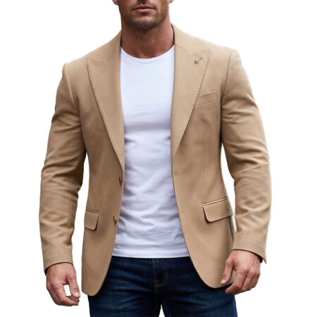 Marynarka Męska Biznesowa Klasyczna Wizytowa Elegancka Casual Bawełna Slim 30138 beige