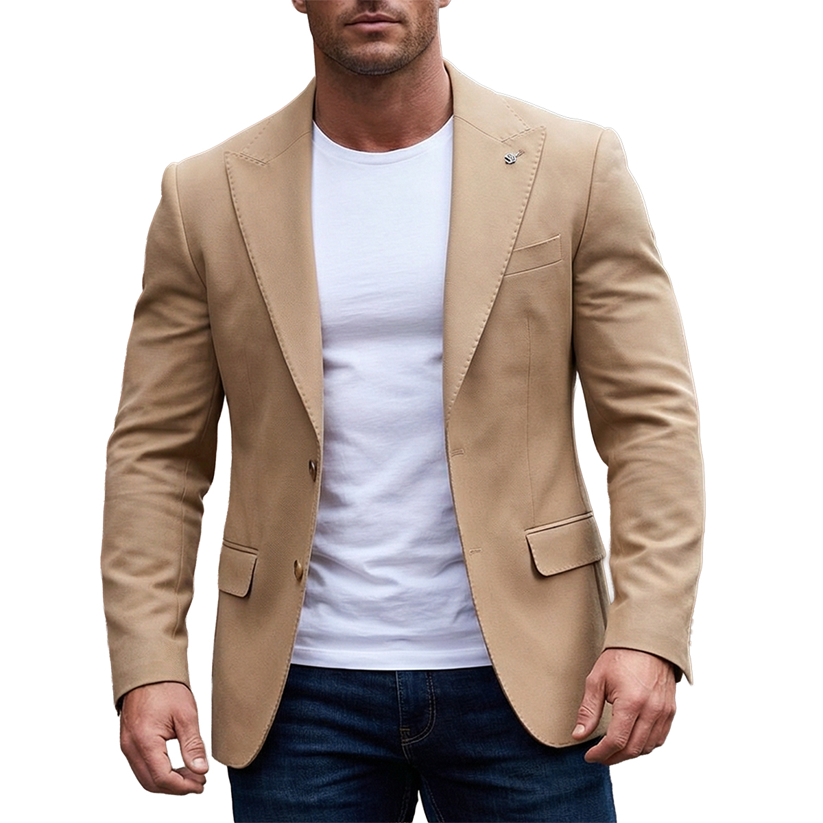 Marynarka Męska Biznesowa Klasyczna Wizytowa Elegancka Casual Bawełna Slim 30138 beige