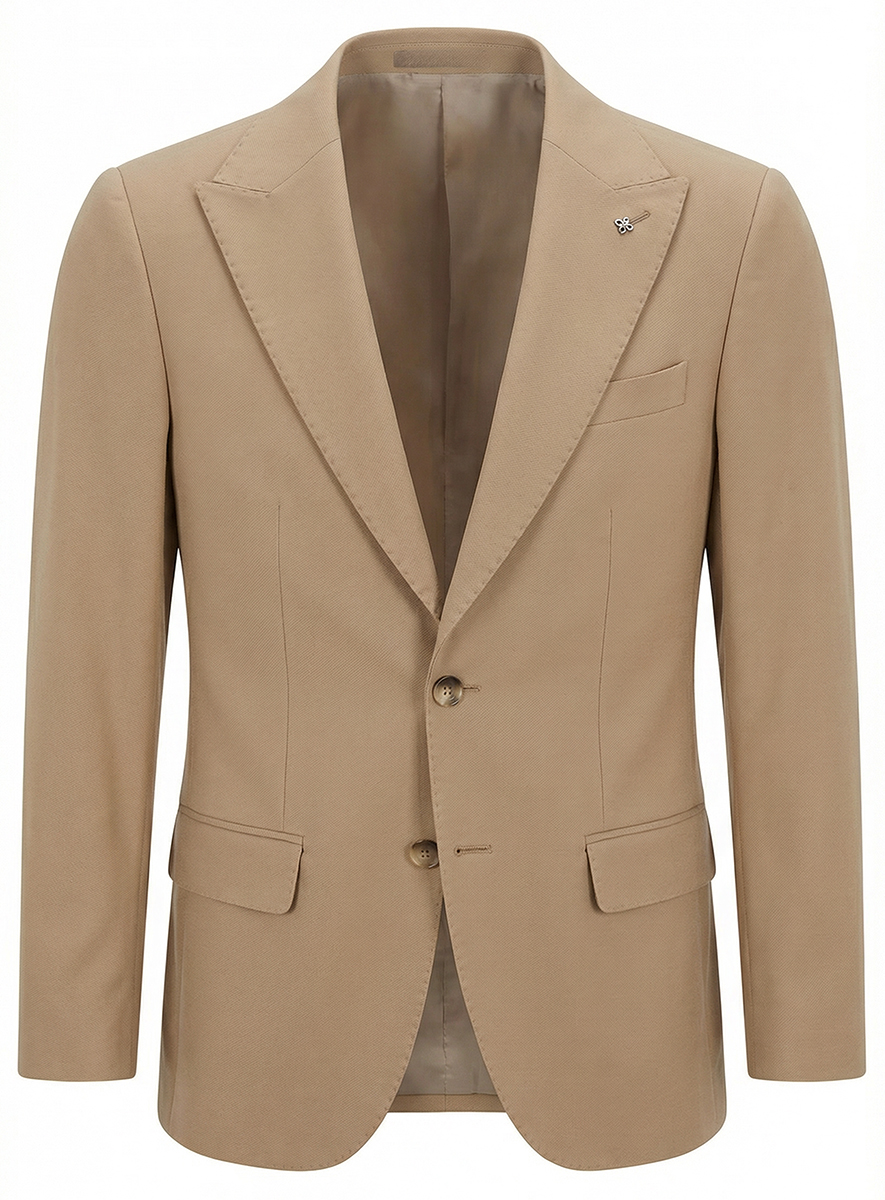 Marynarka Męska Biznesowa Klasyczna Wizytowa Elegancka Casual Bawełna Slim 30138 beige - obrazek 5