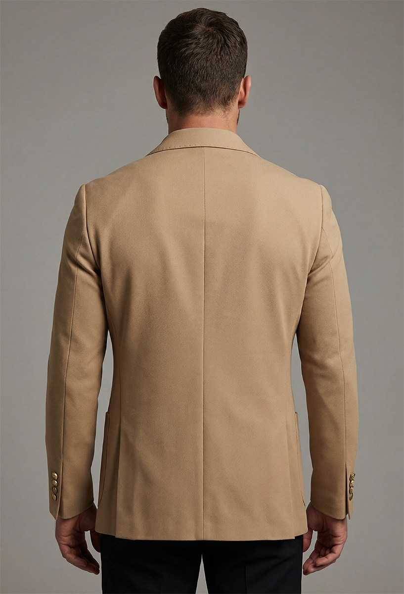 Marynarka Męska Biznesowa Klasyczna Wizytowa Elegancka Casual Bawełna Slim 30138 beige - obrazek 6