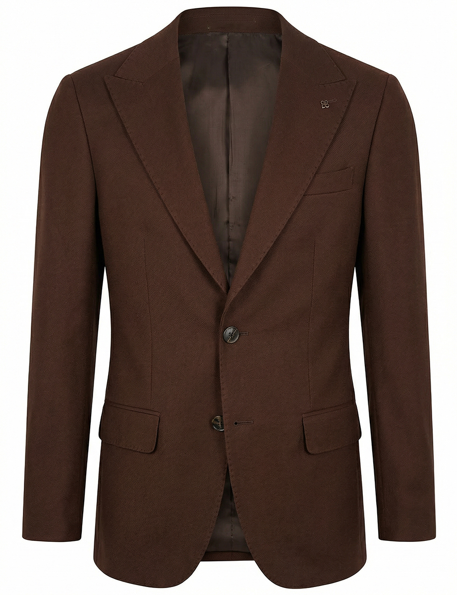 Marynarka Męska Biznesowa Klasyczna Wizytowa Elegancka Casual Bawełna Slim 30138 brown - obrazek 5