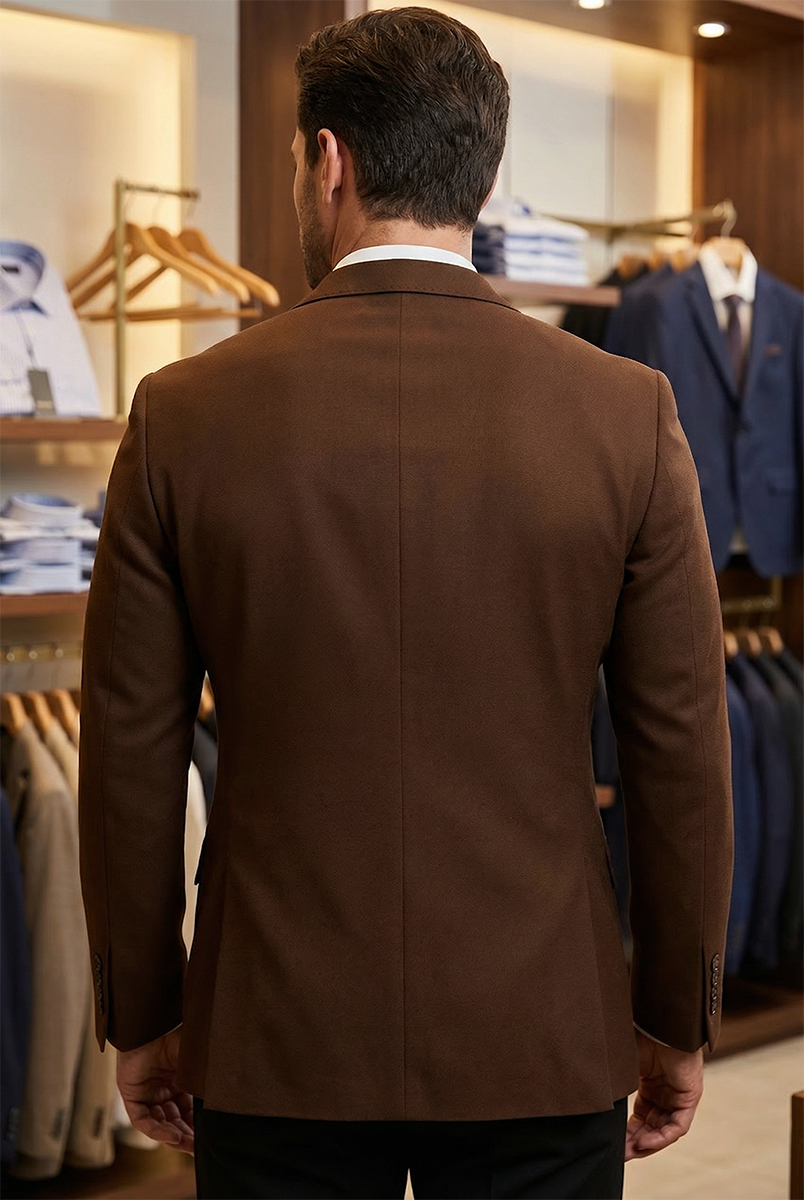 Marynarka Męska Biznesowa Klasyczna Wizytowa Elegancka Casual Bawełna Slim 30138 brown - obrazek 6