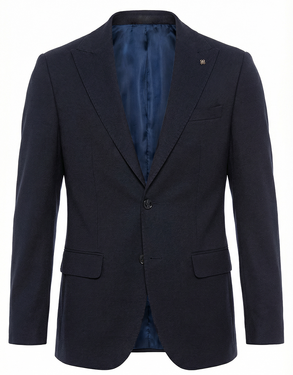 Marynarka Męska Biznesowa Klasyczna Wizytowa Elegancka Casual Bawełna Slim 30138 navy - obrazek 5