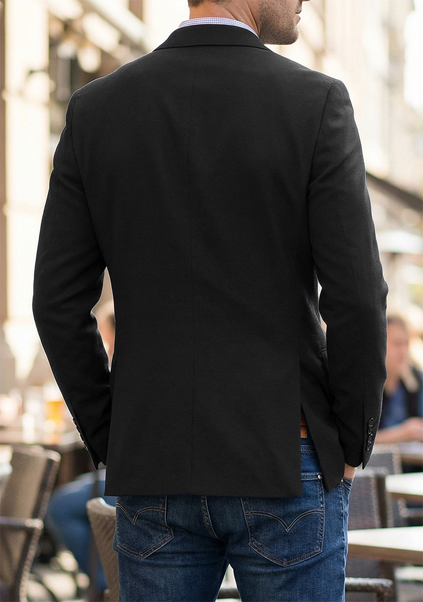 Marynarka Męska Biznesowa Klasyczna Wizytowa Elegancka Casual Bawełna Slim 30138 black - obrazek 6