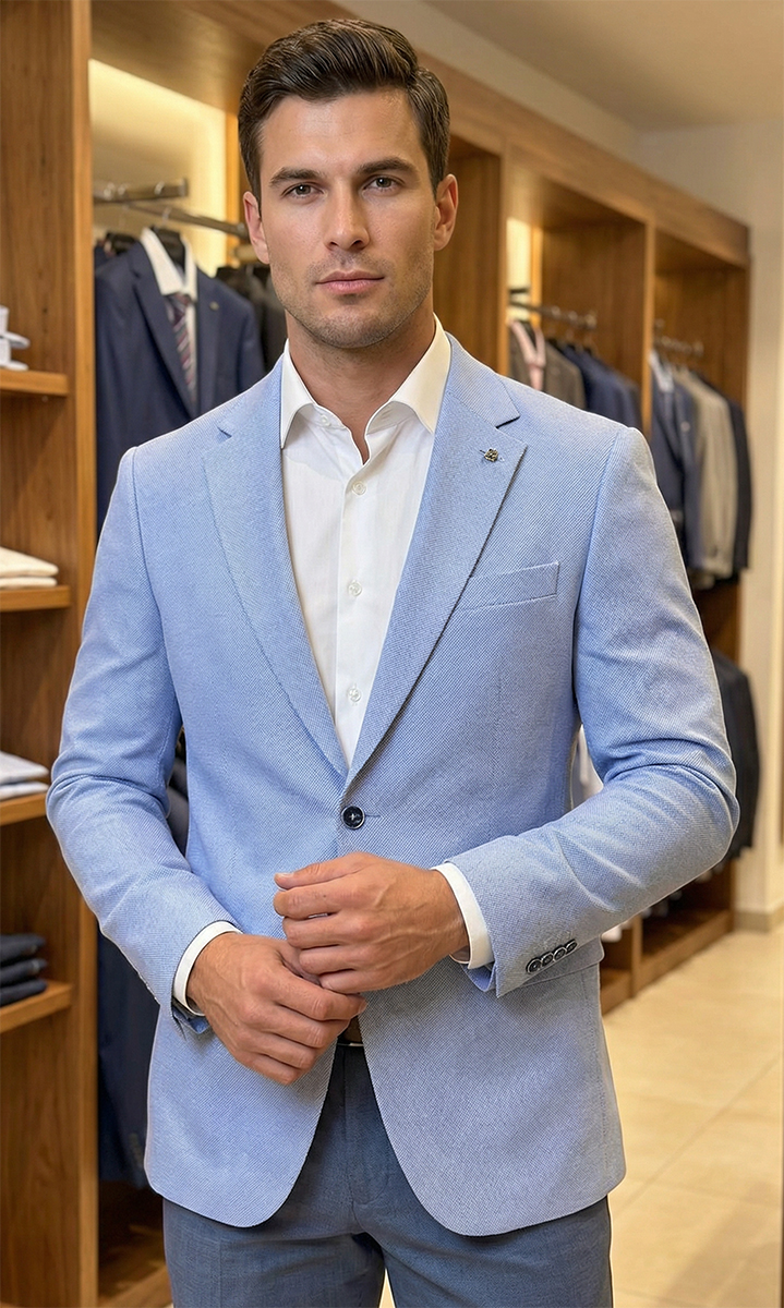 Marynarka Męska Biznesowa Klasyczna Wizytowa Elegancka Casual 3030 blue - obrazek 2