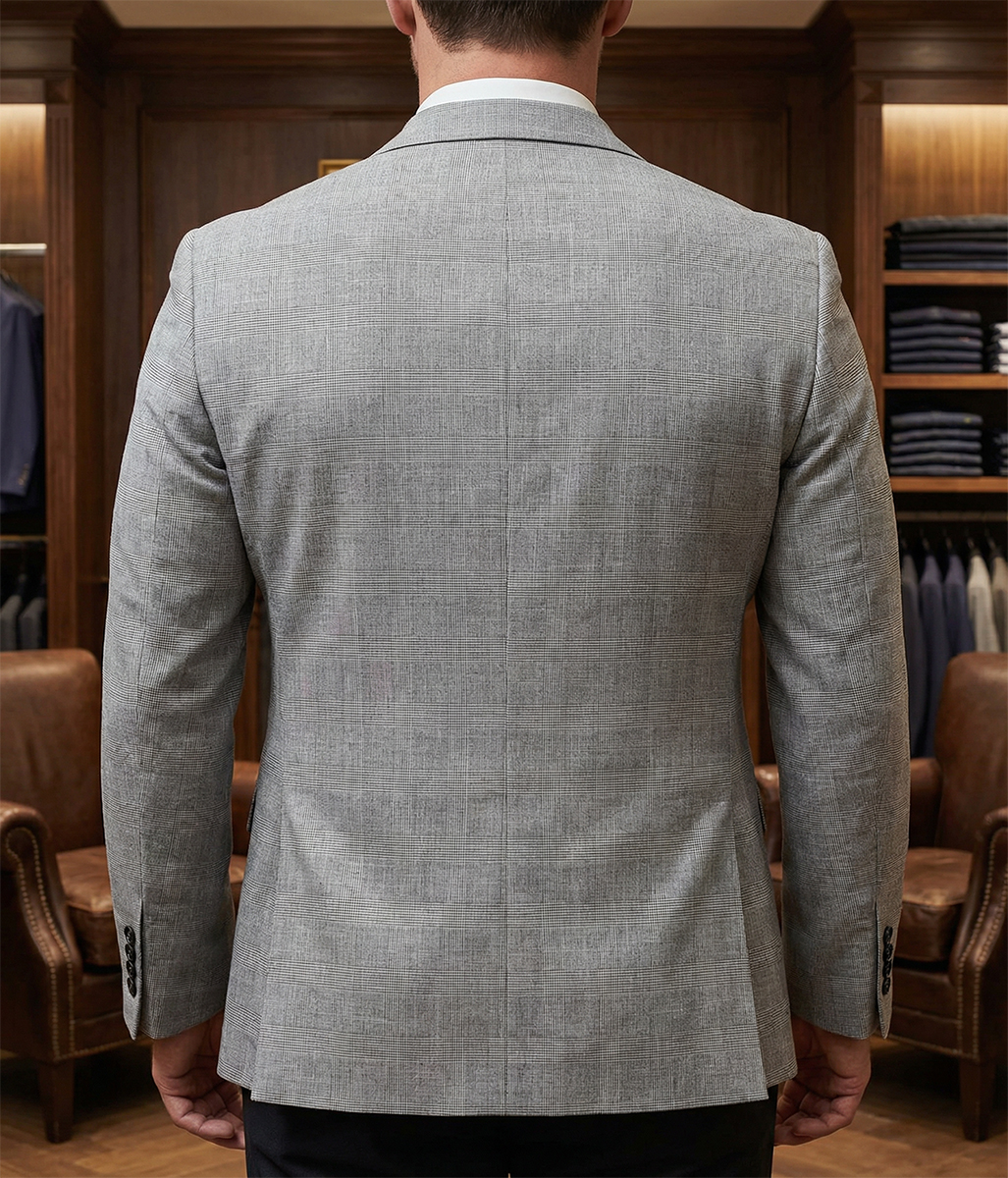 Marynarka Męska Biznesowa Klasyczna Wizytowa Elegancka Casual Kratka 3085 grey - obrazek 6