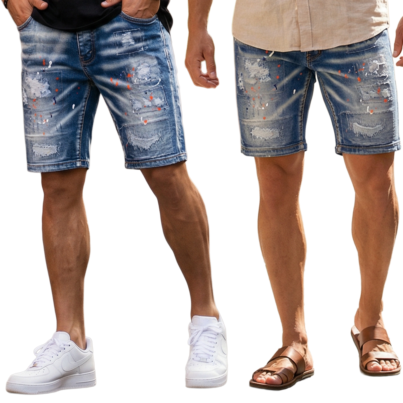 Spodenki Przecierane Mazane Vintage Skinny Slim Cieniowane Zayne Paris 010