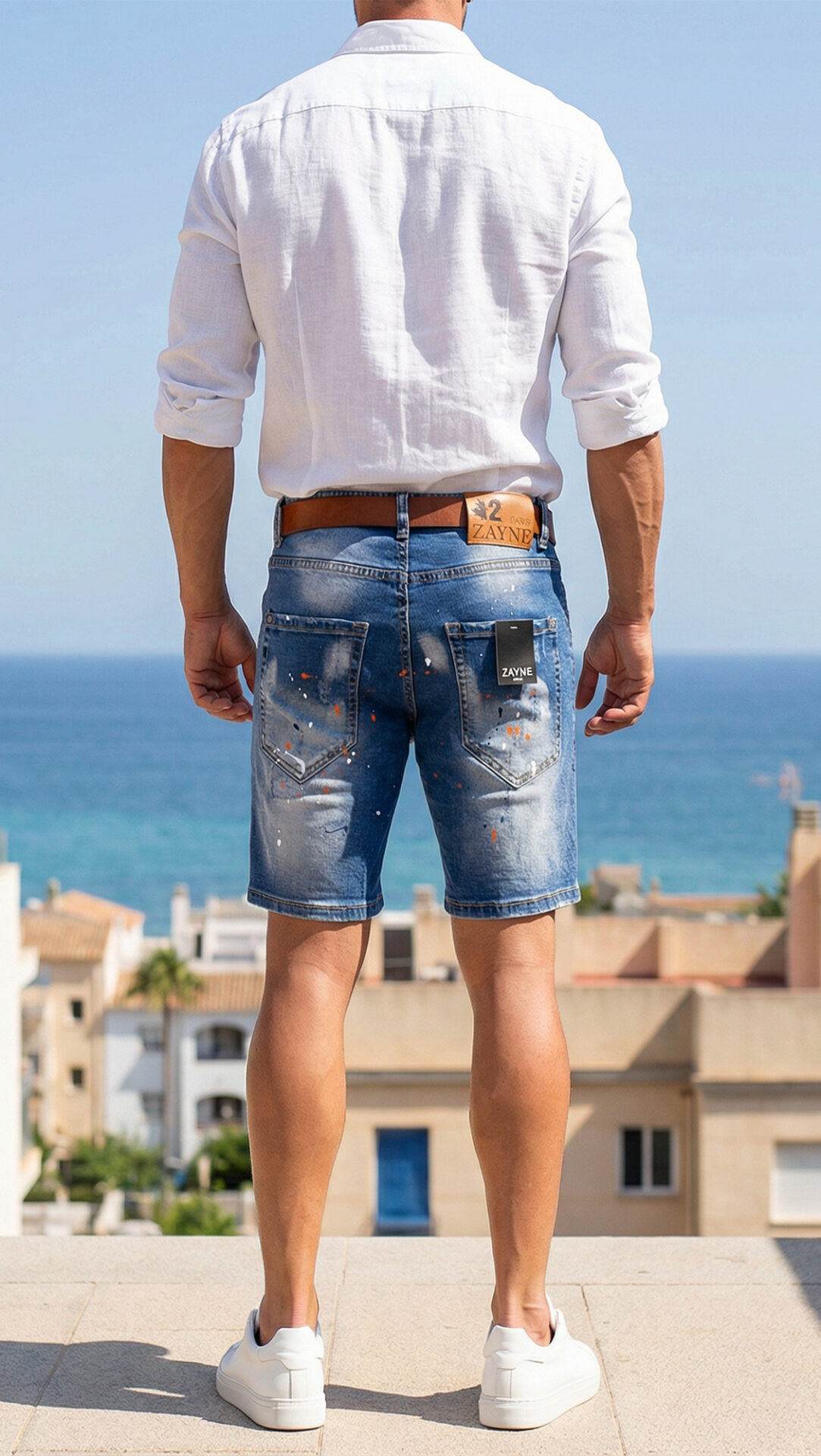Spodenki Przecierane Mazane Vintage Skinny Slim Cieniowane Zayne Paris 010 - obrazek 4