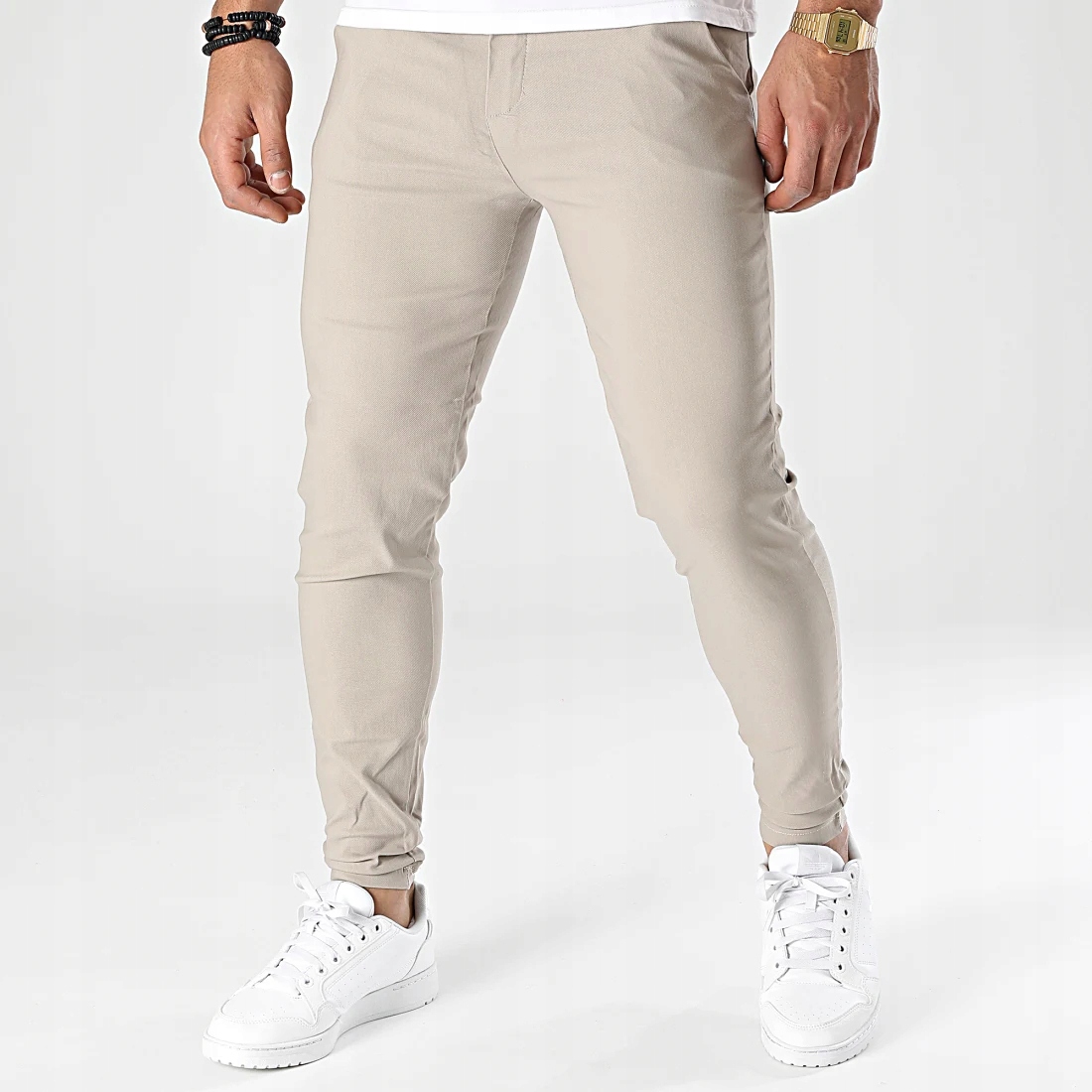 Spodnie Męskie FR Paris Casual Dopasowane Elastyczne beige - obrazek 2