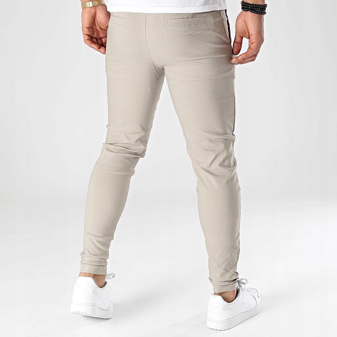 Spodnie Męskie FR Paris Casual Dopasowane Elastyczne beige - obrazek 3
