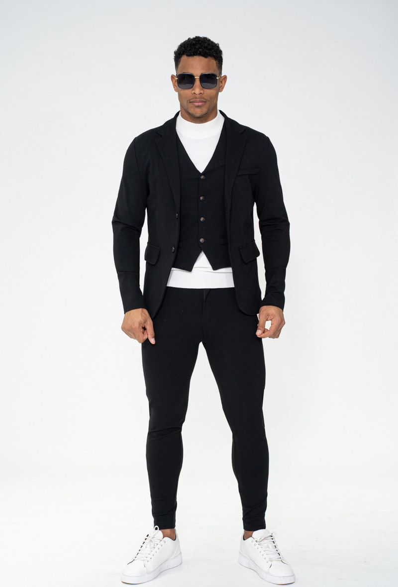 Spodnie Męskie FR Paris Casual Dopasowane Elastyczne black - obrazek 6