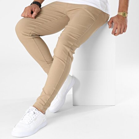 Spodnie Męskie FR Paris Casual Dopasowane Elastyczne camel