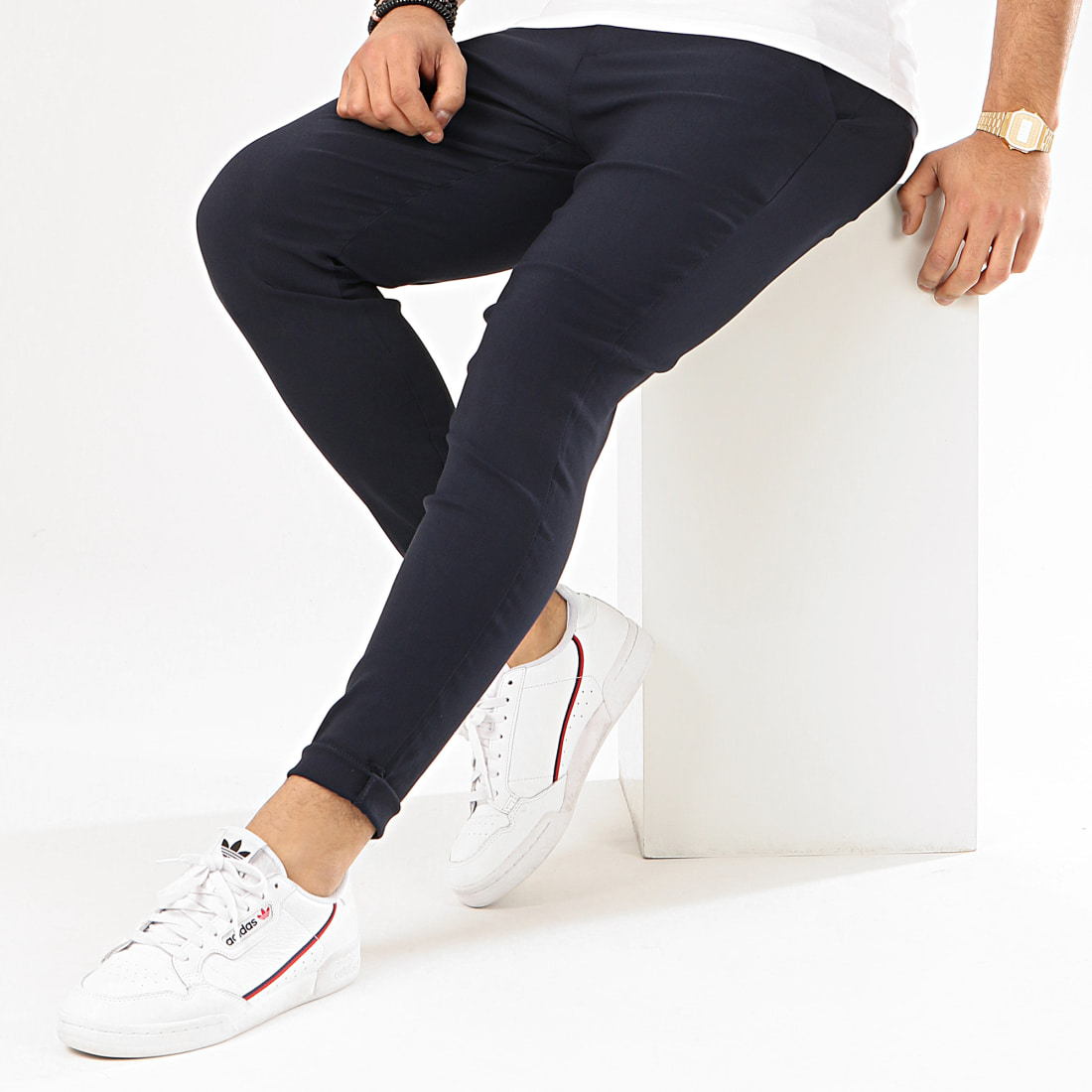 Spodnie Męskie FR Paris Casual Dopasowane Elastyczne navy
