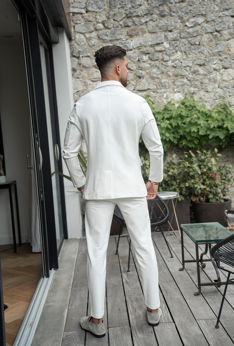 Spodnie Męskie FR Paris Casual Dopasowane Elastyczne white - obrazek 6