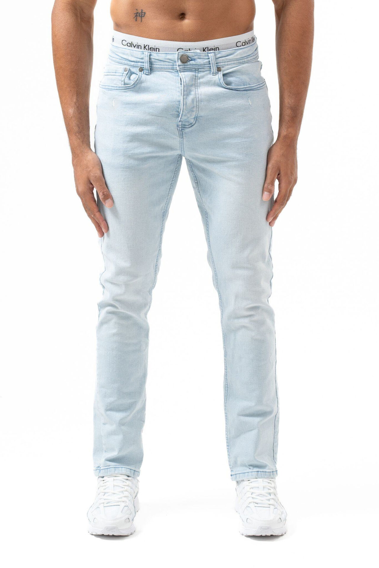 Spodnie Jeansy Przecierane Jasne Przetarcia Zwężane Slim fit Elastyczne BL209 - obrazek 3