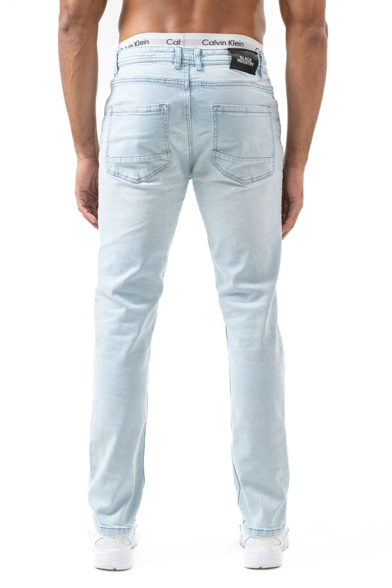 Spodnie Jeansy Przecierane Jasne Przetarcia Zwężane Slim fit Elastyczne BL209 - obrazek 4