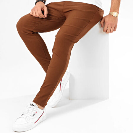 Spodnie Męskie FR Paris Casual Dopasowane Elastyczne brown