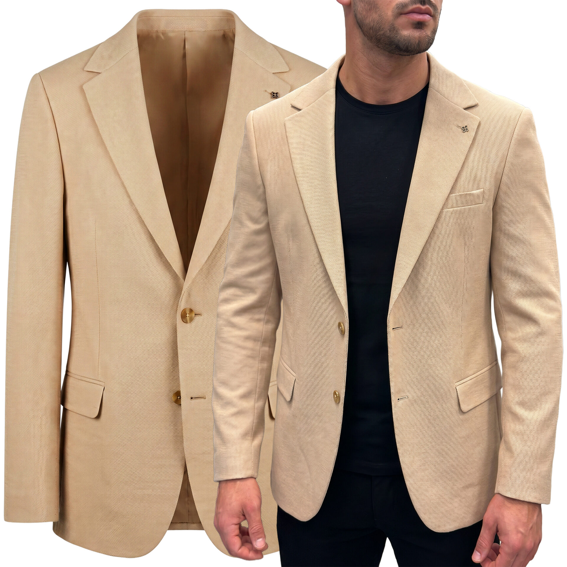Marynarka Męska Biznesowa Klasyczna Wizytowa Elegancka Casual 3030 beige